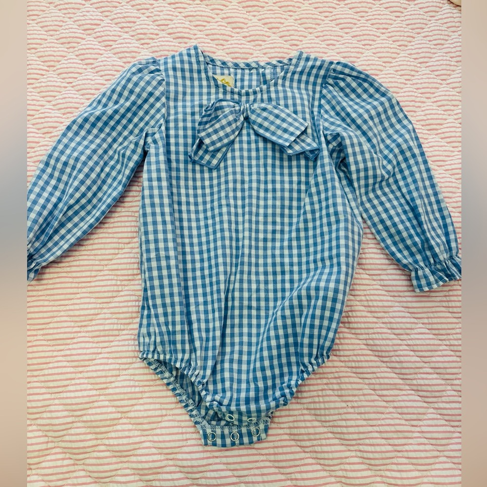 Baby blue bow one piece